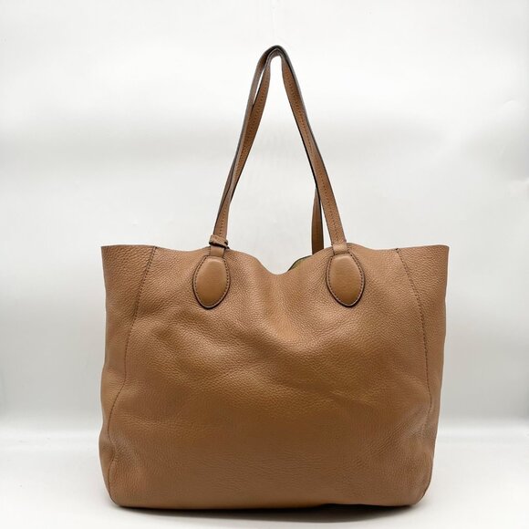 Michael Kors Camel Pebbled Leather Mae Reversible Tote Bag - Picture 2 of 11